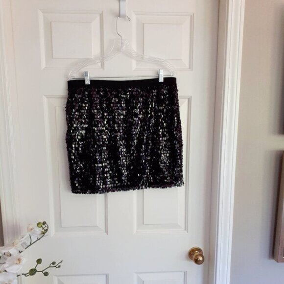NWOT Joe Fresh black sequin mesh mini skirt XL - Picture 9 of 10